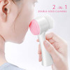 2PCS Doubleheaded Manual Facial Cleansing Brush Set 2 in 1 Soft Bristle and Silicone Face Cleaning Beauty Brush for Deep