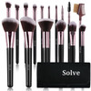 SOLVE Makeup Brushes 16 Pcs Premium Synthetic Make up Brushes with Black Travel Case Makeup Brush Set for Foundation Pow