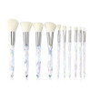 Makeup Brushes Crystal Handle Set Tenmon 10 PCS Crystal Transparent Handle Kabuki Powder Foundation Brush Concealer Eye