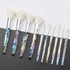Makeup Brushes Crystal Handle Set Tenmon 10 PCS Crystal Transparent Handle Kabuki Powder Foundation Brush Concealer Eye