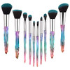 Yuwaku Makeup Brushes 10pcs Premium Synthetic Foundation Blending Blush Powder Eyeshadow Brush Set Blue Transparent Crys