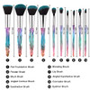Yuwaku Makeup Brushes 10pcs Premium Synthetic Foundation Blending Blush Powder Eyeshadow Brush Set Blue Transparent Crys