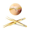 MGER Lash Tweezers for Eyelash Extension Dolphinshaped Curved Tip Gold Pack of 2