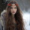 Vivivalue Women Floral Crown Boho Flower Headband Hair Wreath Floral Headpiece Halo with Ribbon Wedding Party Festival P
