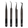 M LASH Tweezers for Eyelash Extensions Set of 4 Professional Lash Extension Tweezers Fiber Tip Japanese Steel Diamond Gr