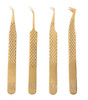 M LASH Tweezers for Eyelash Extensions Set of 4 Professional Lash Extension Tweezers Fiber Tip Japanese Steel Diamond Gr