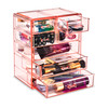 Sorbus Acrylic Makeup Organizer Set 7Drawer Vanity Countertop Cosmetic Storage with Small Wide Drawers Pink Makeup Stora