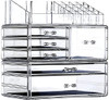 Cq acrylic Clear Makeup Storage Organizer Drawers Skin Care X Large Cosmetic Display Cases Stackable Storage Box With 6