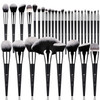 DUcare 32Pcs Makeup Brush Set Black Kabuki Foundation Blending Brushes Professional Face Eye Makeup Kit with Fan Conceal