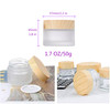 Healthcom 50 Gram50 ml Empty Sample Jars Round Frosted Glass Bottle Cosmetic Cream Jar Wood Grain Lid Cosmetic Container