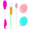5PCS Silicone Scrubber Set Lip Scrub Brush Silicone Face Cleansing Brush Face Applicator Tool and 2PCS Exfoliating Brush