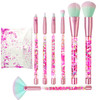 Hawetimher Makeup Brush Set Pink GlitterUnicorn Foundation Sparkles Cute Fan Powder Blush Lip Highlight Eye shadow Eyebr