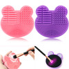 TailaiMei 2 Pack Makeup Brush Cleaning Mat with Color Removal Sponge 2 in 1 Design Silicone Cleaner Pad for Dry Brush Co