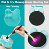 TailaiMei 2 Pack Makeup Brush Cleaning Mat with Color Removal Sponge 2 in 1 Design Silicone Cleaner Pad for Dry Brush Co
