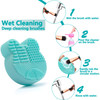 TailaiMei 2 Pack Makeup Brush Cleaning Mat with Color Removal Sponge 2 in 1 Design Silicone Cleaner Pad for Dry Brush Co