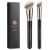 TEOYALL Foundation Contour Brush Set 2PCS Angled Synthetic Kabuki Brush for Blending Setting Concealing Buffing with Liq