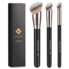 TEOYALL Foundation Contour Conceal Brush Set 3PCS Angled Synthetic Kabuki Brush for Blending Setting Buffing with Liquid