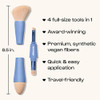 Alleyoop MultiTasker 4in1 Travel Makeup Brush Set Compact Makeup Brushes with Blending Sponge Eyeshadow Eyebrow Liner Bl