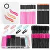 Shynek Makeup Mixing Tray with Disposable Accessories Kit Mascara Wands Lip Applicators Hair Clips Organizer Box