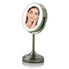 OVENTE 7 Lighted Makeup Mirror with 1X7X Magnification Cordless Tabletop Mount Vanity Mirror with 360 Swivel Design Doub