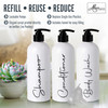Alora 16oz Refillable Shampoo and Conditioner Dispenser Bottles Set of 3 Pump Bottle Dispenser for Shampoo Conditioner B