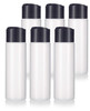 JUVITUS 8 oz 250 ml Professional Natural Clear Refillable Plastic Squeeze Bottle with Wide Black Disc Cap Lid 6 pack