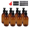 zmybcpack 8 Pack 8OZ Empty Plastic Pump Lotion Bottles with 1 Pen Labels Silicone Funnel Amber Color Lotion Dispenser wi