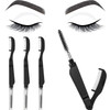 Boao 4 Pcs Eyelash Combs Eyebrow Combs Foldable Eyelash Separator Tool Stainless Steel Teeth Brow Brushes Mascara Brushe