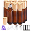 PrettyCare 12 Pack 10 ml Essential Oil Roller Bottles with Stainless Steel Roller Ball Refillable Leakproof Empty Thick