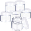 SATINIOR 6 Pack 1 oz Plastic Jars Containers with Lids Widemouth Refillable Leakproof Reusable Round Empty Jars for Trav