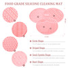 Diolan Makeup Brush Cleaning Mat Drying Rack 28 Holes Brush Holder Silicone Rubber Clover Shaped Mat Cleaner Black Pink