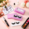 Maitys 100 Pieces Empty Eyelash Case Set 50 Empty Eyelash Boxes and 50 Storage Trays Bulk Glitter Packaging Boxes for Tr