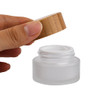 100g 100ml Frosted Glass Cream Jar Cosmetic Container with Inner Liners and Natural Bamboo lids Refillable Straight Side