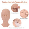 Pretty memory Lash Mannequin Head with 4 Pairs Removable Practice Eyelids Silicone Eyelash Mannequin Head for Makeup Pra