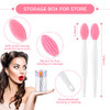 Patelai 24 Pcs Lip Scrub Brush Silicone Lip Scrubber Exfoliator with Container Double Sided Soft Cleansing Brush Tool fo