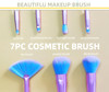 RAEEIKPHZ Unicorn Fan Makeup Brush SetCrystal Sparkles Blue Blush Powder Fan Lip Eye Shadow Eyebrow Eye Blender Brush in