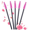 BTYMS 100 Pcs Disposable Eyelash Brush Mascara Applicator Lash Wand Eyebrow Spoolie for Extension Pink