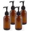 Cornucopia Brands 4oz Amber Glass Pump Bottles Pack of 4 Great for Lotions Liquid Soap Aromatherapy and More