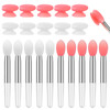 Newtay 20 Pcs Silicone Lip Brush Covers and Brushes for Reusable Lip Mask Eyeshadow Balm and Other Cream Makeup Products