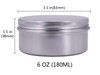 Healthcom 6Ounce 12 Pack 180ml Empty Silver Round Aluminum Tin Cans Screw Top Metal Tins Aroma Hair Wax Tins Cosmetic Co
