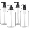 Empty Plastic Pump Bottles Dispenser 4 Pack 16oz500ml Portable Clear BPAFree Cylinder Shampoo Lotion Hand Pump Bottle Du