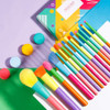 Docolor Makeup Brushes 15Pcs Colourful Makeup Brush Set Premium Gift Synthetic Face Powder Kabuki Foundation Contour Blu