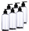 Aromine 8oz Plastic Clear Bottles 6 Pack BPAFree Squeeze Containers with Pump Cap Labels Included