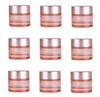 Healthcom 10 Packs 10 Gram10ml Empty Jars Pink Glass Cosmetic Jar Pot Bottles with Rose Gold Lids Refillable Cosmetic Co