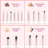 Jessup Eyeshadow Brushes 15pcs Natural Eye Brush Set for Eyeshadow Blending Concealer Eyebrow Eyeliner Blushing Bride T2