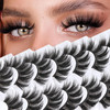 Losha Lashes Pack 7 Pairs Fluffy Faux Mink Eyelashes Soft Handmade False Eye Lashes for Dramatic Makeup