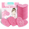 60Count Kickleen Compressed Cellulose Heart Shape Facial Sponges 100 Natural Cosmetic Spa Sponges for Facial Cleansing E