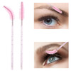 100 Pcs Disposable Mascara Wands Crystal Eyebrow Spoolies Brush for Eyelash Extensions Pink Lash Brushes with Container