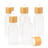 Frosted Glass Dropper Bottle Refillable Glass Essential Oils Bottles With Eye DropperBamboo Lids White Rubber Head Trave