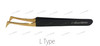 Alluring Black with Gold Tip Tweezers for Eyelash Extension Volume Lashes L Type 6ASA